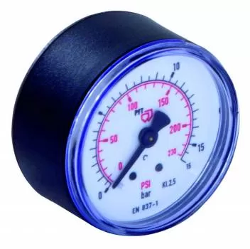 Manometer 0 - 16 bar 1/4" hinten D=50 mm